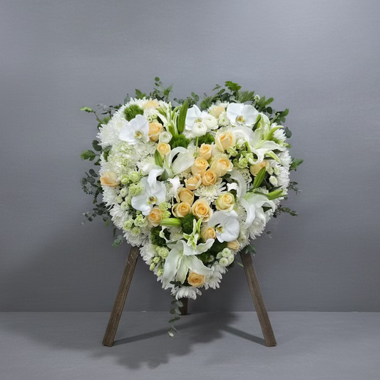 (蝴蝶蘭 香檳玫瑰特大花籃) 追思花籃 P2042 悼念花牌 喪禮花牌 殯儀帛事花牌 香港帛事花,  :3/6呎高