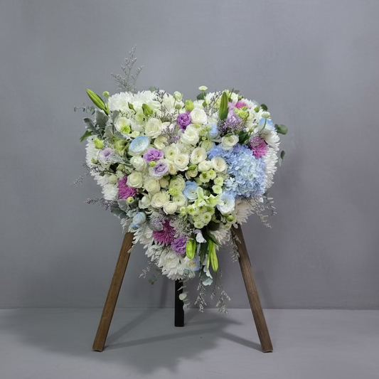 (蝴蝶蘭 香檳玫瑰特大花籃) 追思花籃 P2043 悼念花牌 喪禮花牌 殯儀帛事花牌 香港帛事花,  :3/6呎高