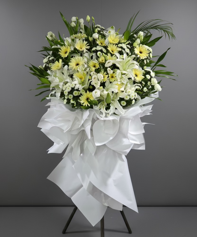 韓式太陽花桔梗花籃 P2028（包裝紙腳架）