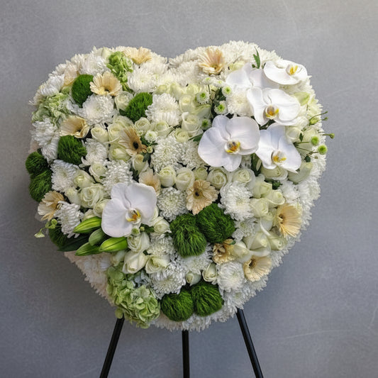 (蝴蝶蘭 香檳玫瑰特大花籃) 追思花籃 P2041 悼念花牌 喪禮花牌 殯儀帛事花牌 香港帛事花,  :3/6呎高