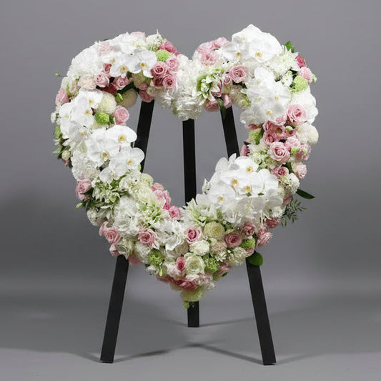 (蝴蝶蘭 粉紅玫瑰特大花籃) 追思花籃 P2047 悼念花牌 喪禮花牌 殯儀帛事花牌 香港帛事花,  3/6呎高