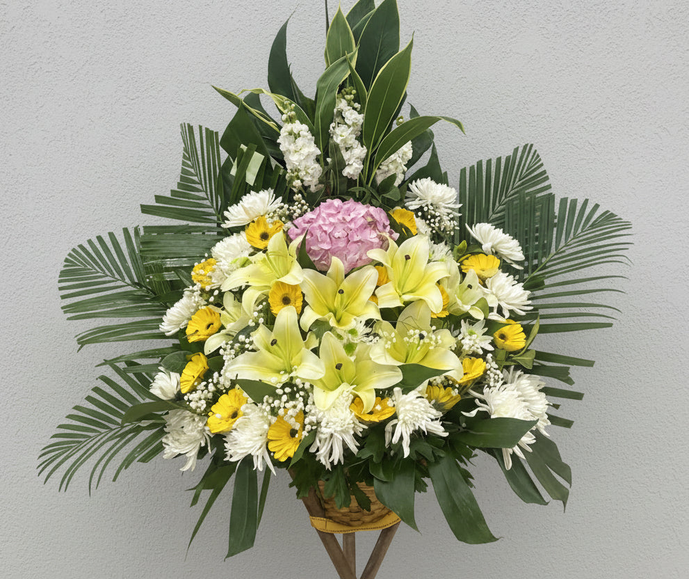 百合中式花籃 B2011 （三腳架|座地）