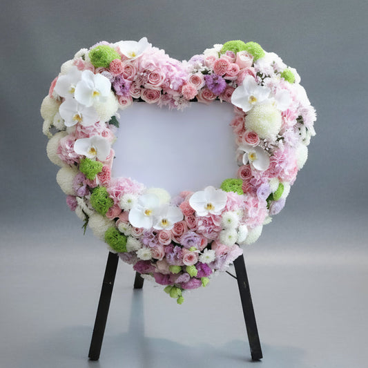 (蝴蝶蘭 粉紅玫瑰特大花籃) 追思花籃 P2048 悼念花牌 喪禮花牌 殯儀帛事花牌 香港帛事花,  3/6呎高