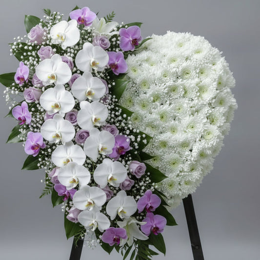 (蝴蝶蘭 玫瑰特大花籃) 追思花籃 P2049 悼念花牌 喪禮花牌 殯儀帛事花牌 香港帛事花,  3/6呎高